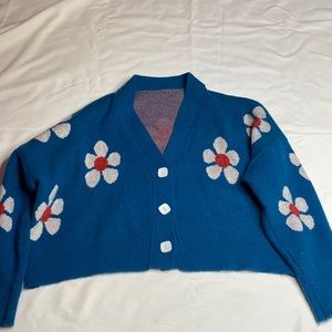 Cropped Flower Cardigan